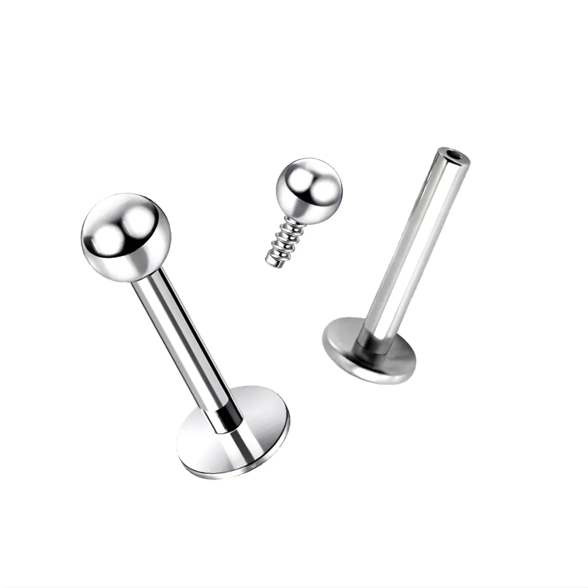 316L Surgical Steel Top Ball Internally Threaded with Flat Back Labret