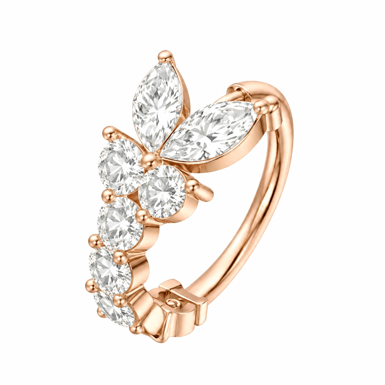 316L Surgical Steel CZ Butterfly Open Hoop Nose Ring – 16G (1.2mm) 8mm