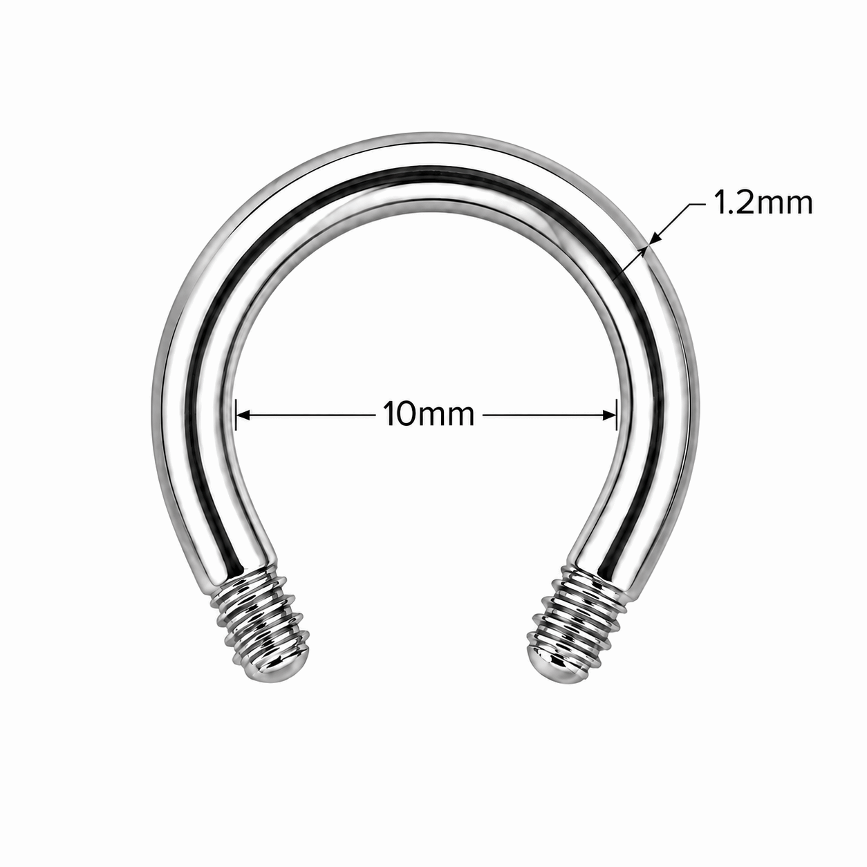316L Surgical Steel Threaded Circular Barbell Accessories – 16G (1.2mm)