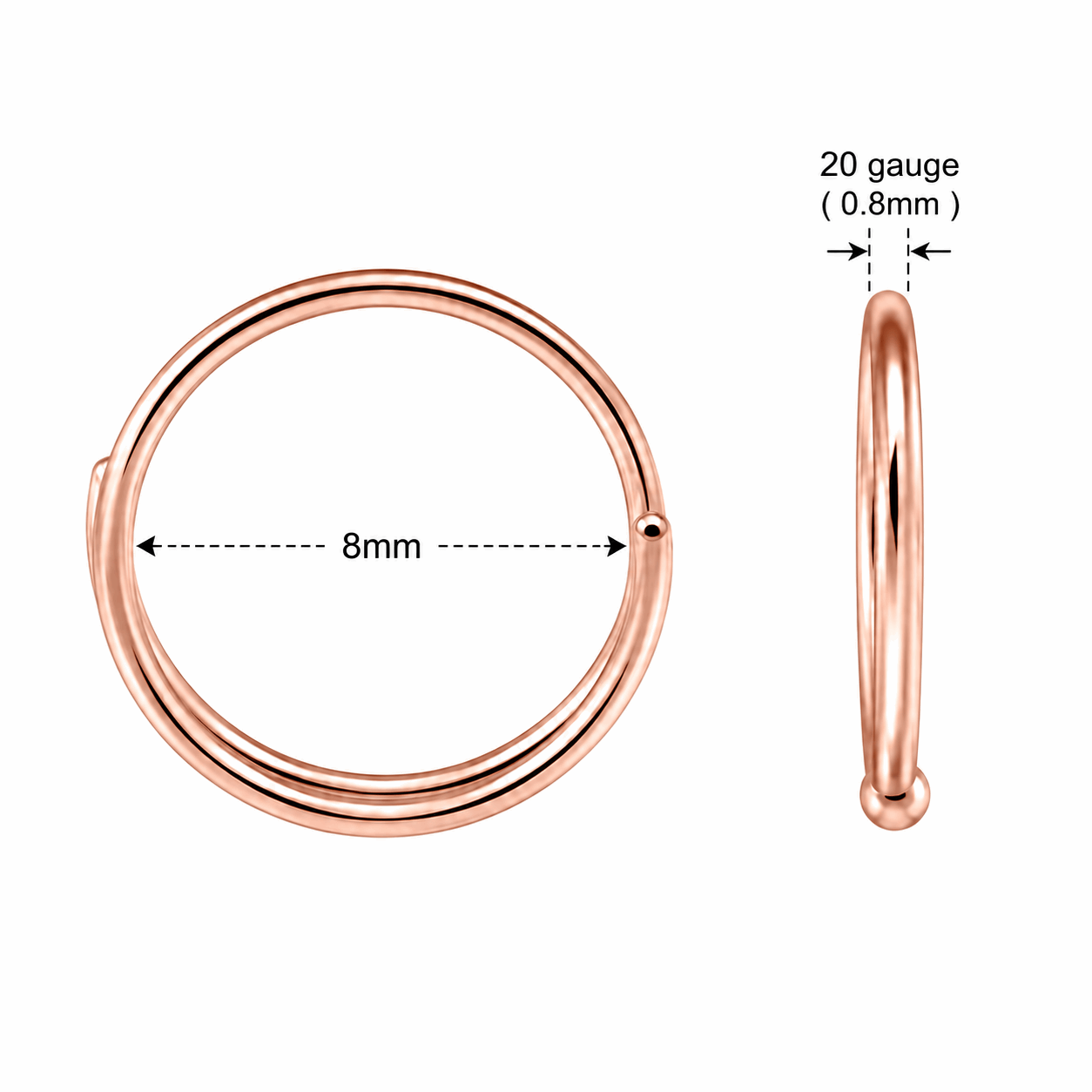 316L Surgical Steel Seamless Double Nose Hoop Ring – 20G (0.8mm)