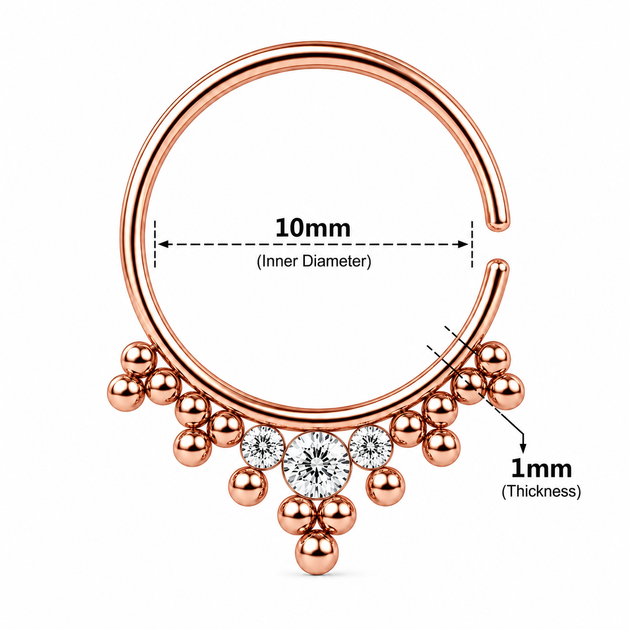 Jeweled Tribal Multi Dotted Septum Ring – 18G (1.0mm) 8mm