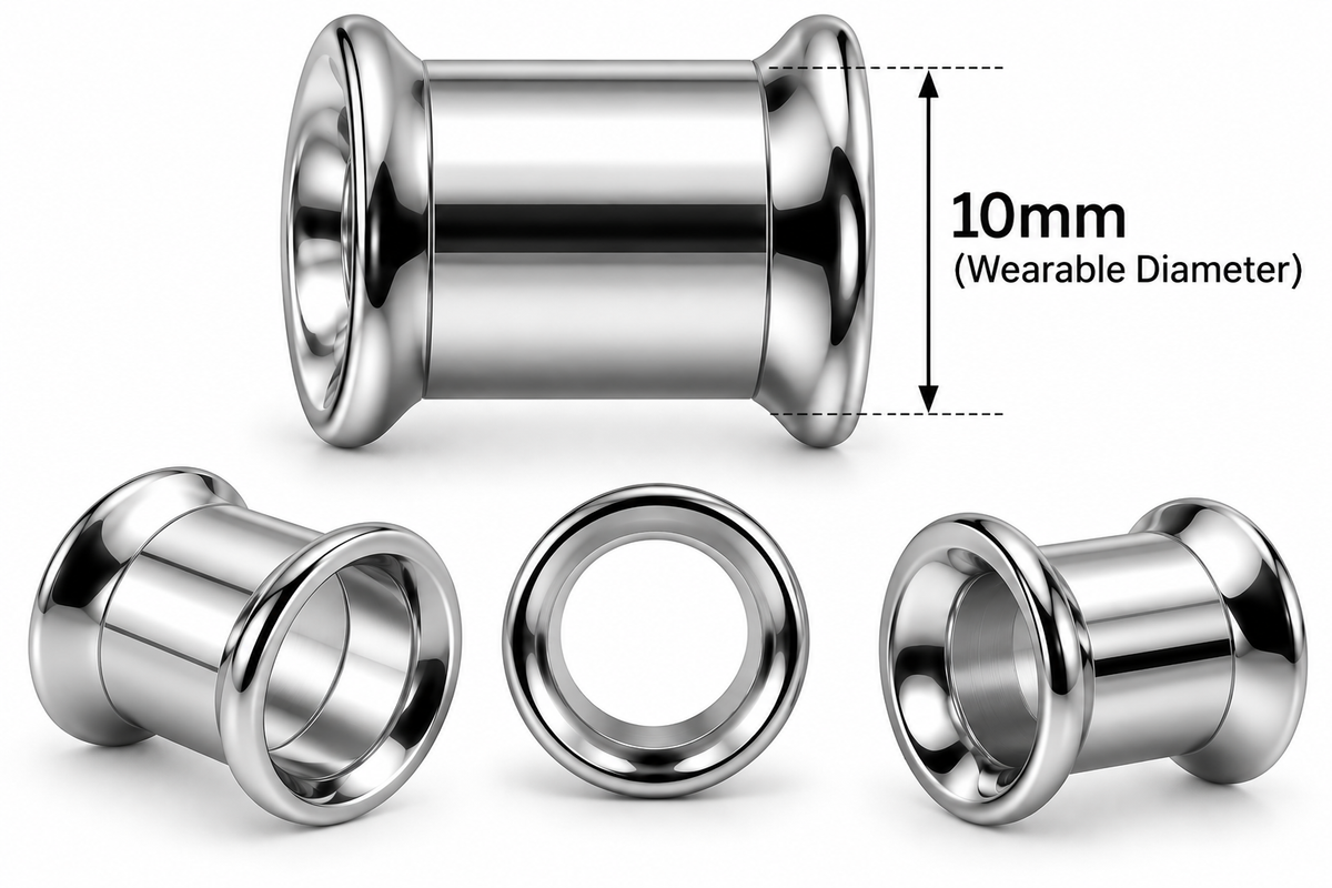 316L Surgical Steel Internally Threaded Ear Flesh Tunnel
