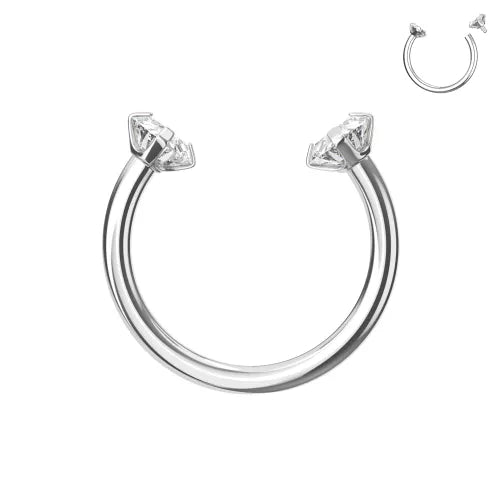 316L Surgical Steel CZ End Circular Barbell Ring – 18G (1.0mm) 8mm