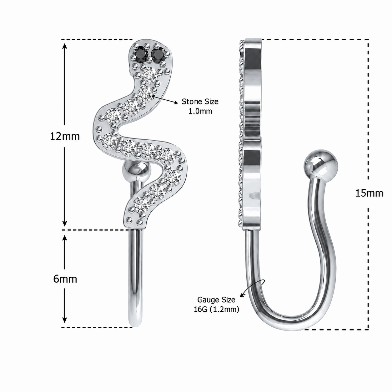 Surgical Steel Clip On - PV-NON002