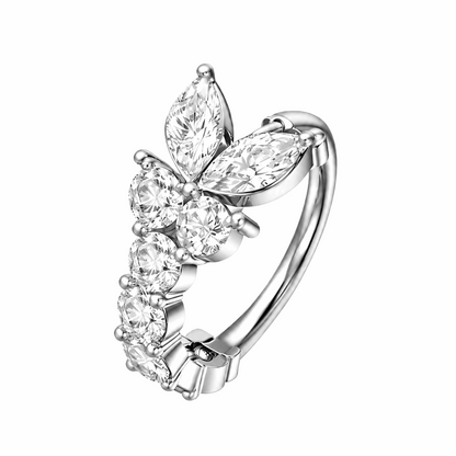 316L Surgical Steel CZ Butterfly Open Hoop Nose Ring – 16G (1.2mm) 8mm