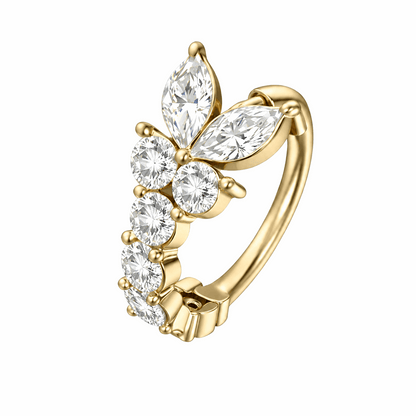 316L Surgical Steel CZ Butterfly Open Hoop Nose Ring – 16G (1.2mm) 8mm