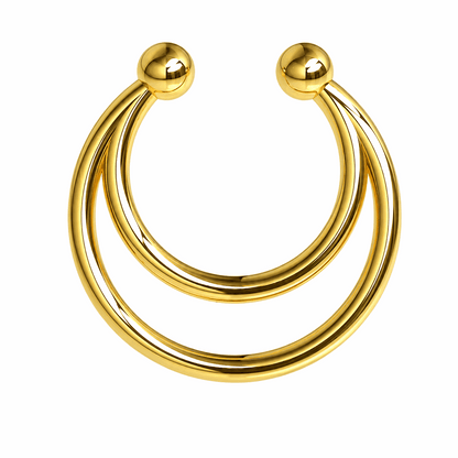 Surgical Steel Twin Circular Fake Septum Ring – 16G (1.2mm) 8mm