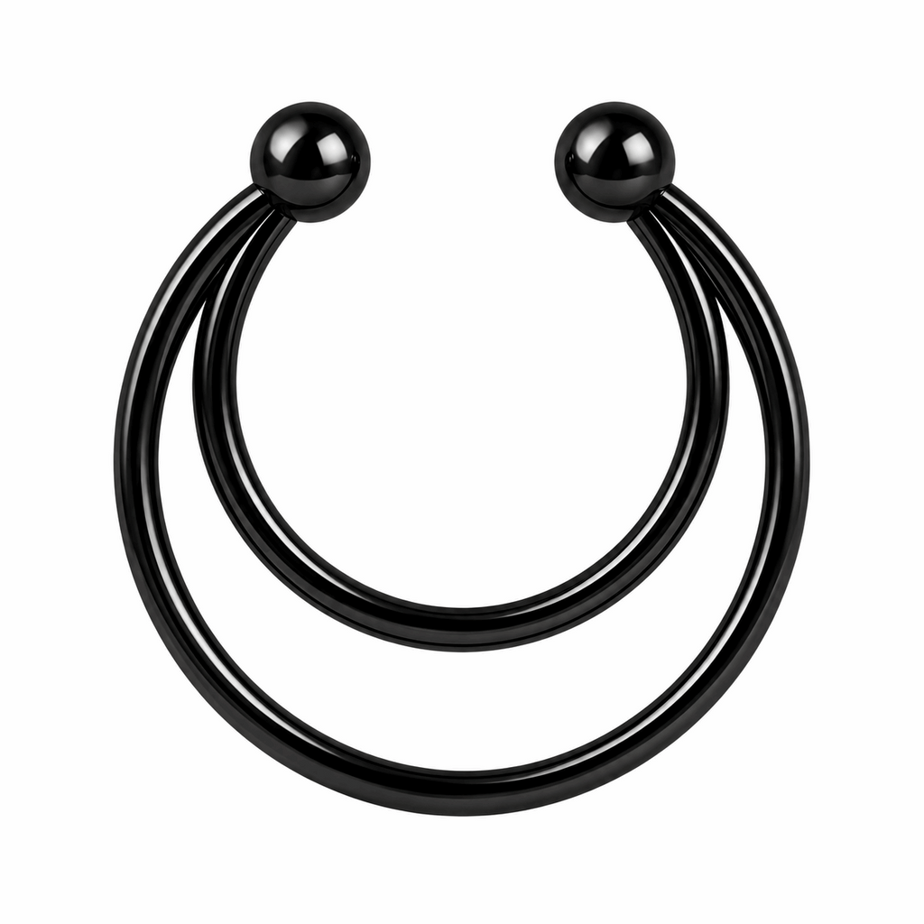Surgical Steel Twin Circular Fake Septum Ring – 16G (1.2mm) 8mm