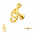 316L Surgical Steel Treble Clef Internally Threaded Flat Back Labret – 16G (1.2mm)