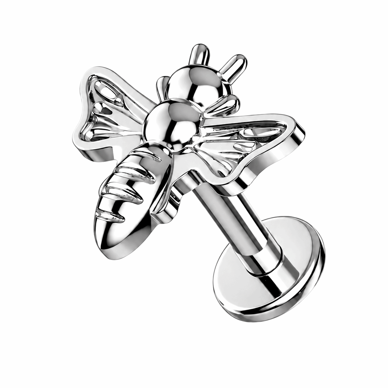 G23 Titanium Honey Bee Threadless Flat Back Labret Stud – 16G (1.2mm)