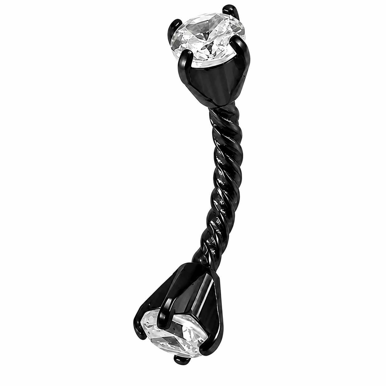 Twisted Rope Eyebrow Ring with Prong Set CZ Stones – 16G (1.2mm)