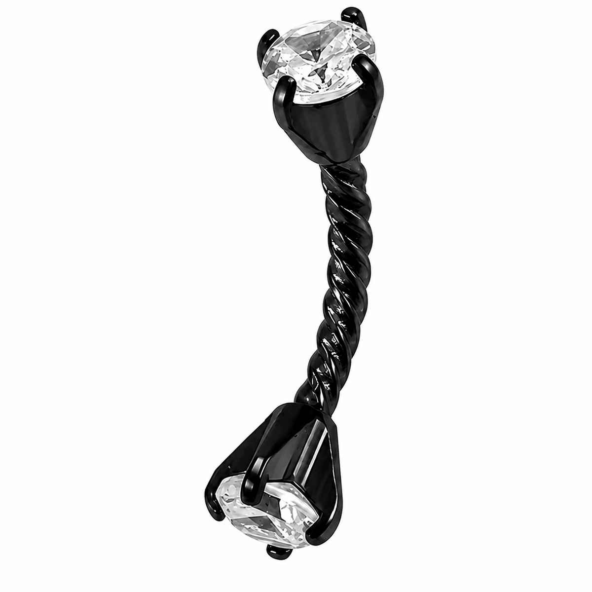 Twisted Rope Eyebrow Ring with Prong Set CZ Stones – 16G (1.2mm)