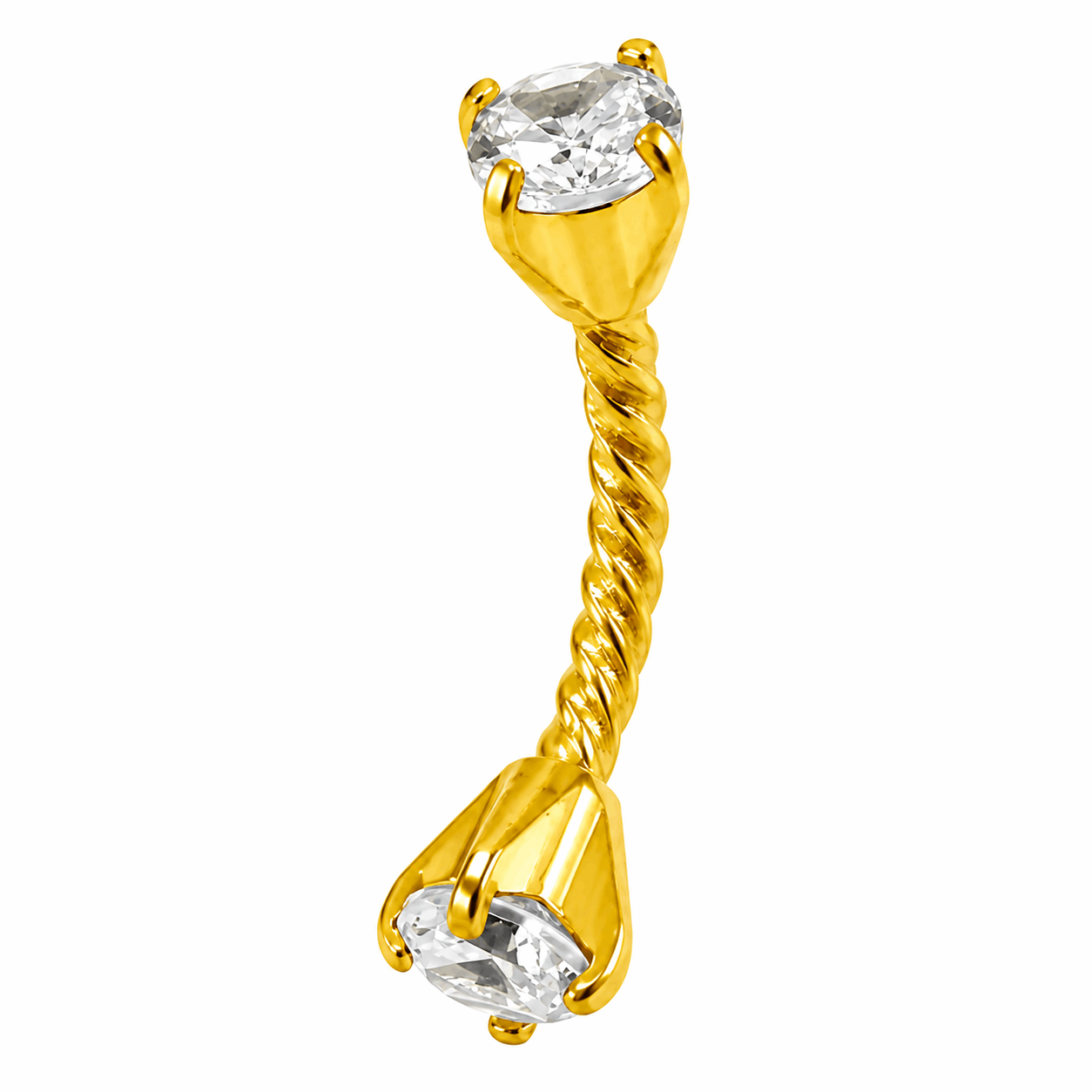 Twisted Rope Eyebrow Ring with Prong Set CZ Stones – 16G (1.2mm)