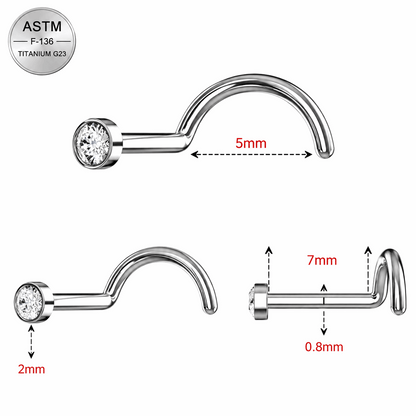 G23 Titanium Bezel Set CZ Nose Screw – 20G (0.8mm)