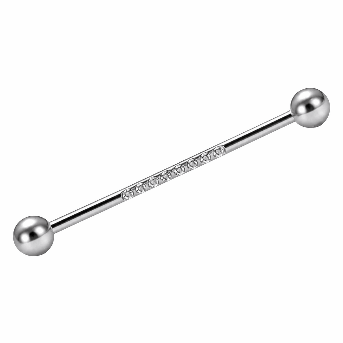 316L Surgical Steel 8 Zircon Industrial Barbell Ear Piercing – 14G (1.6mm)