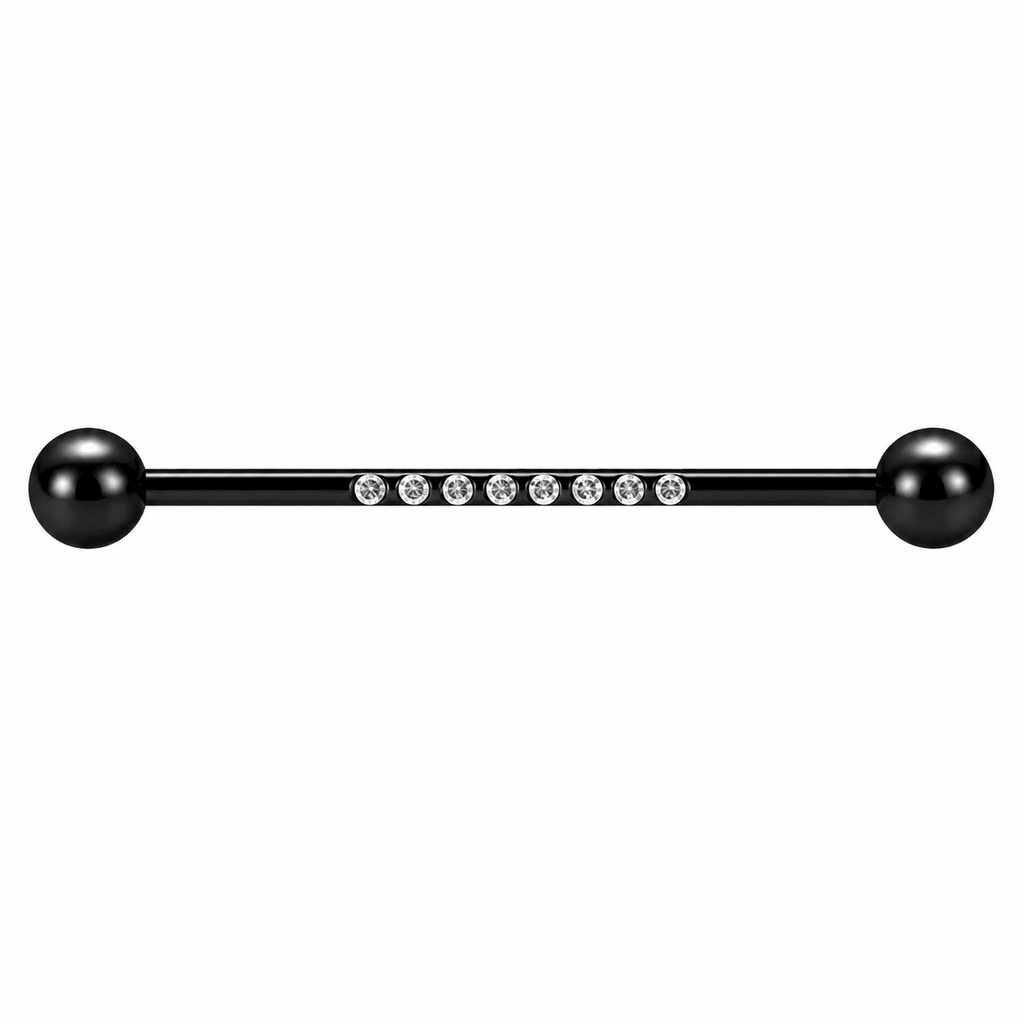 316L Surgical Steel 8 Zircon Industrial Barbell Ear Piercing – 14G (1.6mm)