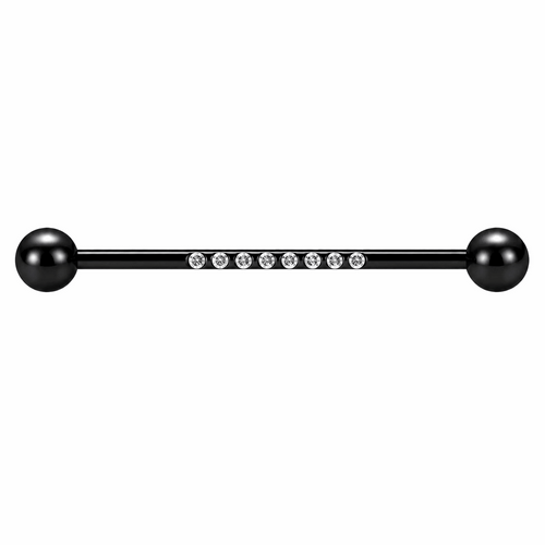 316L Surgical Steel 8 Zircon Industrial Barbell Ear Piercing – 14G (1.6mm)