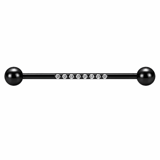 316L Surgical Steel 8 Zircon Industrial Barbell Ear Piercing – 14G (1.6mm)