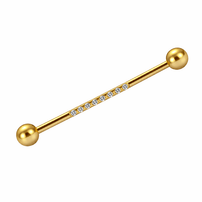 316L Surgical Steel 8 Zircon Industrial Barbell Ear Piercing – 14G (1.6mm)