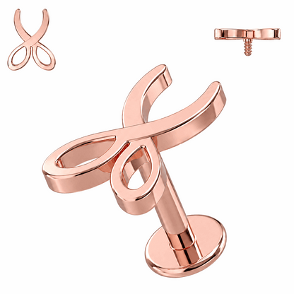 316L Surgical Steel Scissor Internally Threaded Flat Back Labret – 16G (1.2mm)