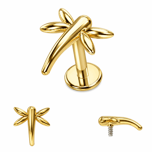 316L Surgical Steel Dragonfly Internally Threaded Flat Back Labret – 16G (1.2mm)