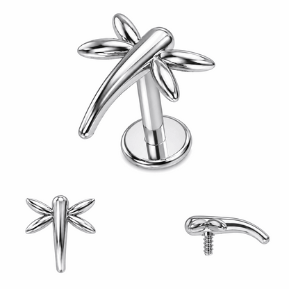 316L Surgical Steel Dragonfly Internally Threaded Flat Back Labret – 16G (1.2mm)