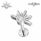 316L Surgical Steel CZ Sunset Internally Threaded Flat Back Labret – 16G (1.2mm)