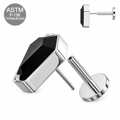 G23 Titanium Coffin Cut Threadless Flat Back Labret Stud – 16G (1.2mm)