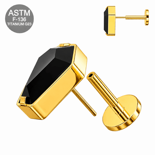 G23 Titanium Coffin Cut Threadless Flat Back Labret Stud – 16G (1.2mm)