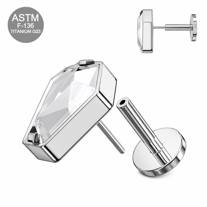 G23 Titanium Coffin Cut Threadless Flat Back Labret Stud – 16G (1.2mm)