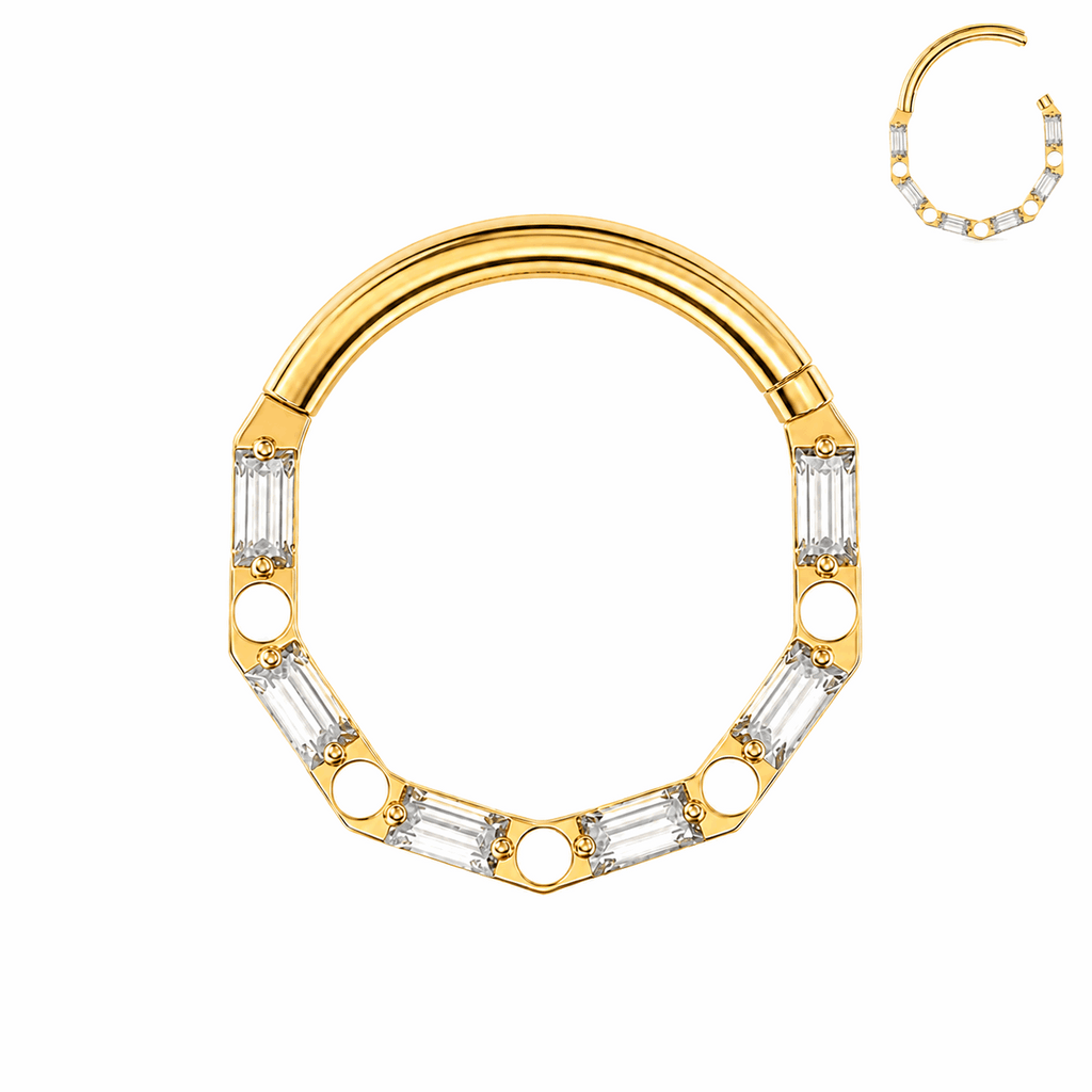 G23 Titanium Baguette Hinged Segment Clicker Ring – 16G (1.2mm) 8mm