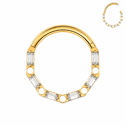 G23 Titanium Baguette Hinged Segment Clicker Ring – 16G (1.2mm) 8mm