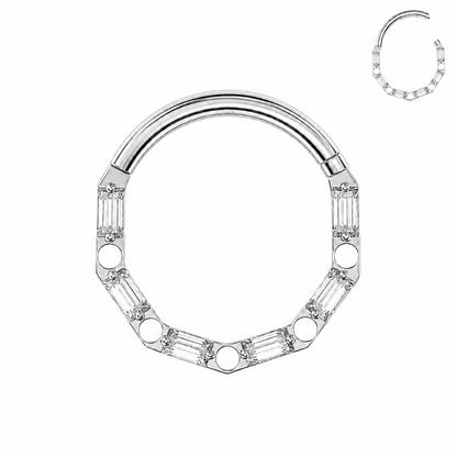 G23 Titanium Baguette Hinged Segment Clicker Ring – 16G (1.2mm) 8mm