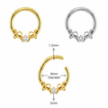 316L Surgical Steel CZ Duo Snake Front Facing Hinged Clicker Ring – 16G (1.2mm) 8mm & 10mm