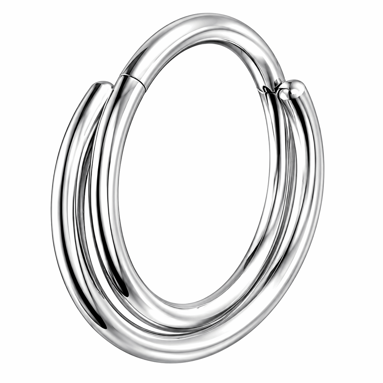 316L Surgical Steel Double Row Twisted Hinged Segment Clicker Ring – 16G (1.2mm) 8mm