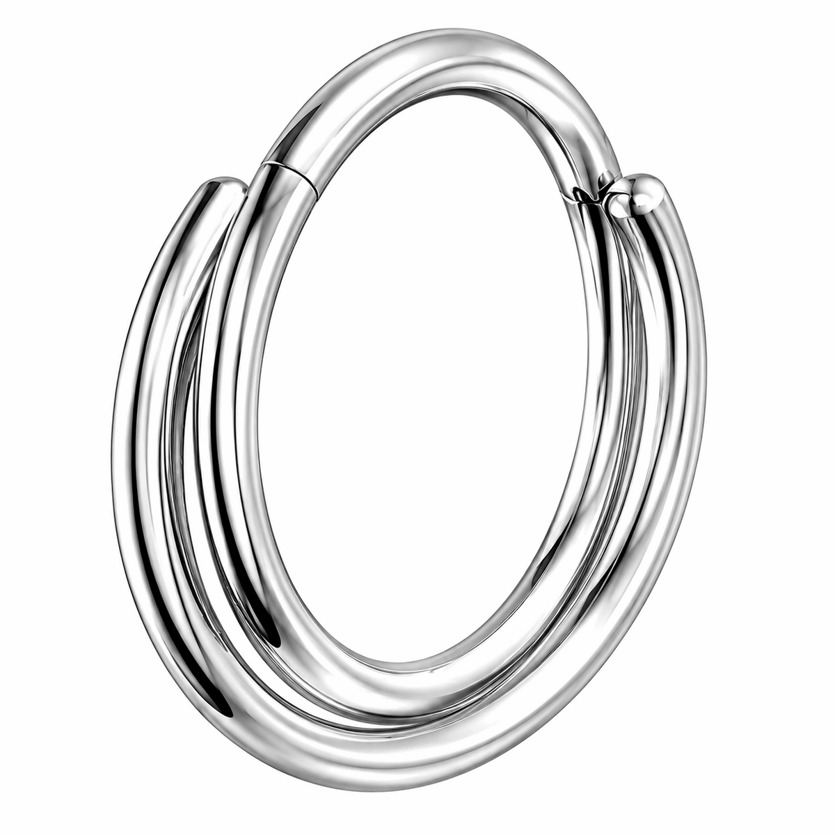 316L Surgical Steel Double Row Twisted Hinged Segment Clicker Ring – 16G (1.2mm) 8mm