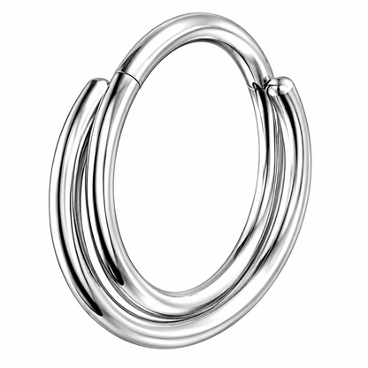 316L Surgical Steel Double Row Twisted Hinged Segment Clicker Ring – 16G (1.2mm) 8mm