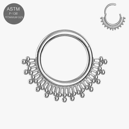 G23 Titanium Tribal Sunburst Hinged Segment Clicker Ring – 16G (1.2mm) 8mm