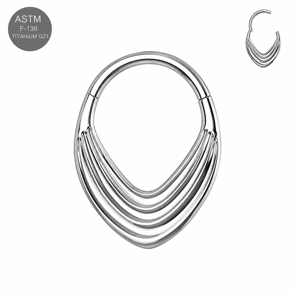 G23 Titanium Layered Teardrop Hinged Segment Clicker Ring – 16G (1.2mm) 8mm