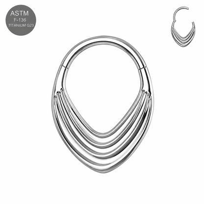 G23 Titanium Layered Teardrop Hinged Segment Clicker Ring – 16G (1.2mm) 8mm