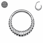 G23 Titanium Carved Teardrop Hinged Segment Clicker Ring – 16G (1.2mm) 8mm