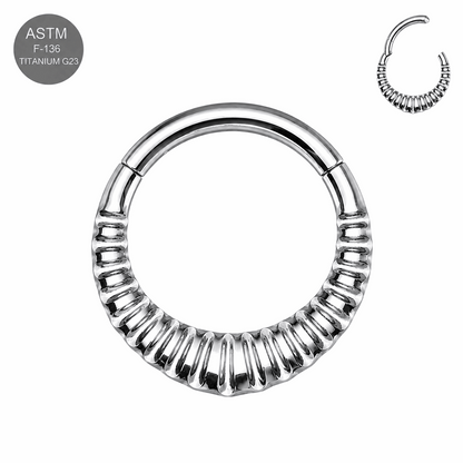 G23 Titanium Carved Teardrop Hinged Segment Clicker Ring – 16G (1.2mm) 8mm