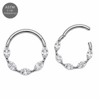 G23 Titanium Marquise CZ Hinged Segment Clicker Ring – 16G (1.2mm) 8mm