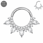 G23 Titanium Teardrop CZ Hinged Segment Clicker Ring – 16G (1.2mm) 8mm