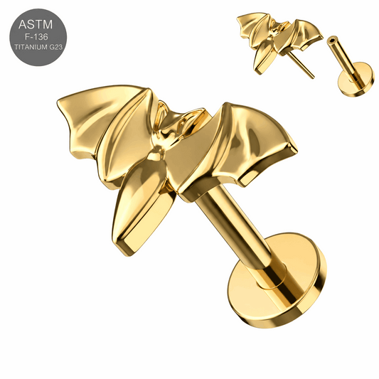 G23 Titanium Bat Threadless Flat Back Labret Stud – 16G (1.2mm)