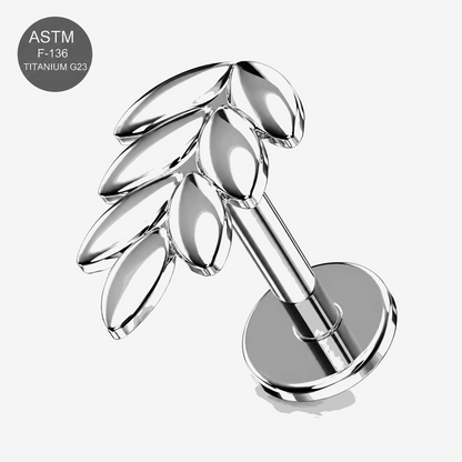 Titanium Wheat Sheaf Threadless Flat Back Labret Stud – 16G (1.2mm)