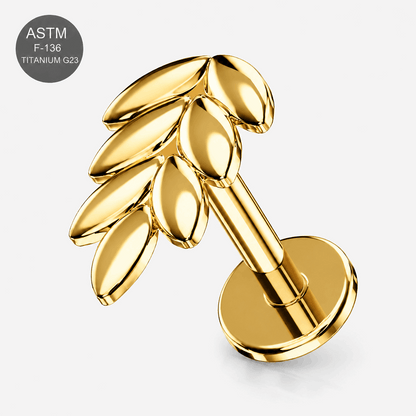 Titanium Wheat Sheaf Threadless Flat Back Labret Stud – 16G (1.2mm)