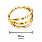 Triple Stack 316L Surgical Steel Hinged Segment Clicker Ring – 16G (1.2mm) 8mm & 10mm