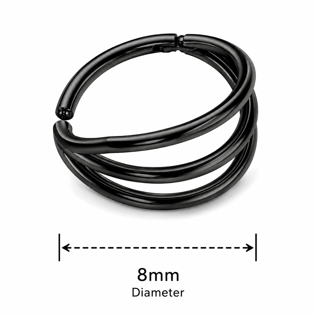 Triple Stack 316L Surgical Steel Hinged Segment Clicker Ring – 16G (1.2mm) 8mm & 10mm
