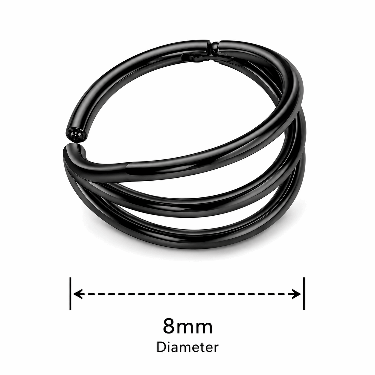 Triple Stack 316L Surgical Steel Hinged Segment Clicker Ring – 16G (1.2mm) 8mm & 10mm